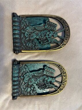 10 Commandment Enamel Bookends - Vintage Israel Judaica - made in Israel 4x6"